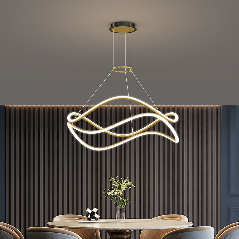 Twist ombre le luci del lampadario in metallo moderno moderno 2- LIGHTER FIGLITTI IN GOLD