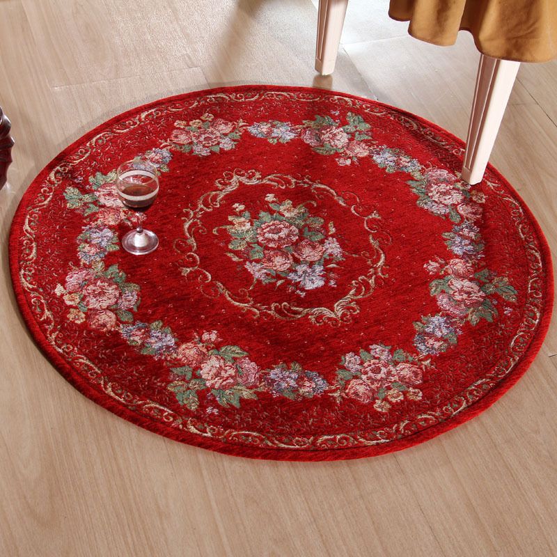 Light Beige Decoration Rug Vintage Floral Printed Area Carpet Polypropylene Anti-Slip Backing Pet Friendly Rug