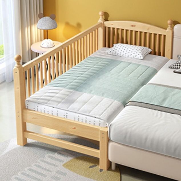 Wood Baby Crib Farmhouse Nursery Bed with Mattress and Guardrail