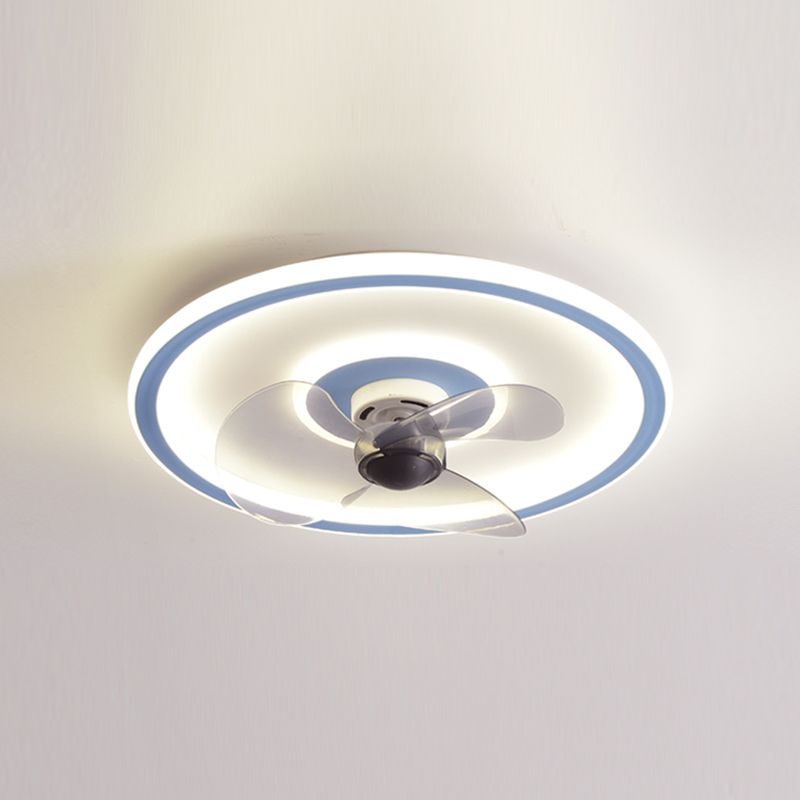 Circular Dinner Ceiling Fan Light Metal Minimalist LED Flush Mount Ceiling Lighting