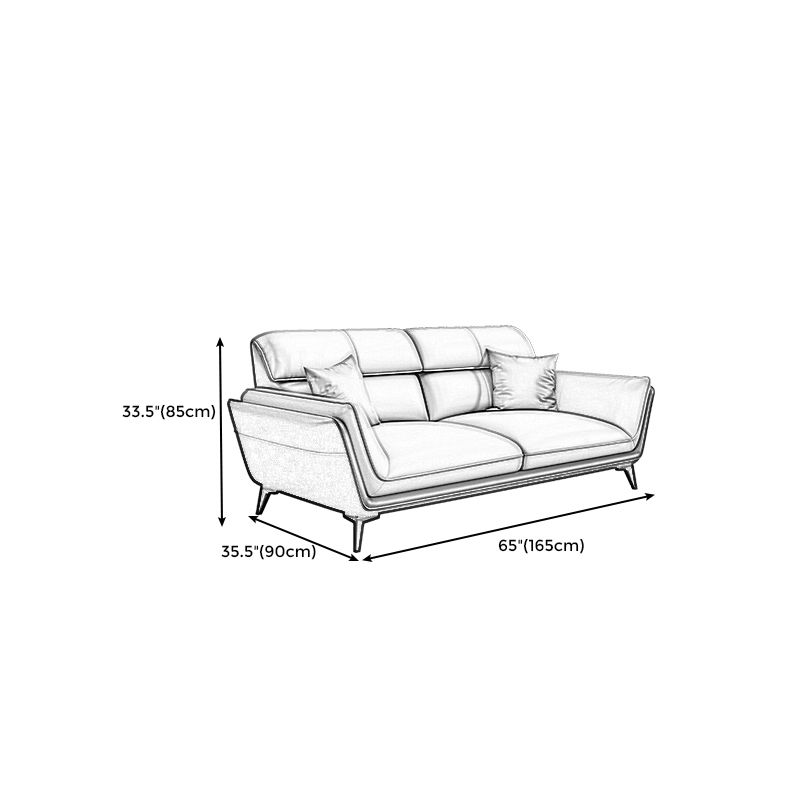 33.46" H Flared Arm Modern Sofa with Sewn Pillow Back Metal Legs Sofa