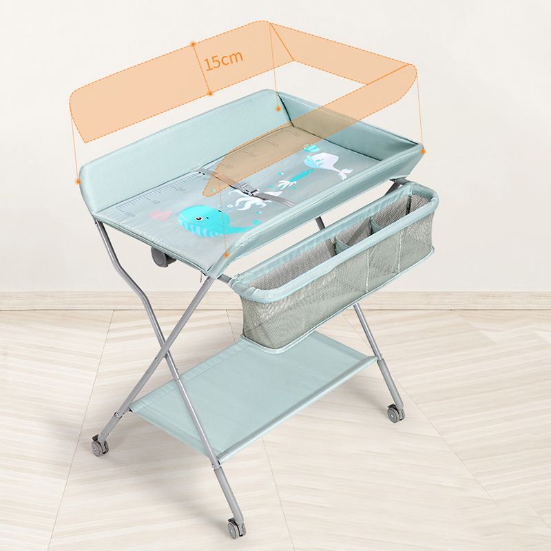 Modern Changing Table with Pad Metal Baby Changing Table with 4 Wheels