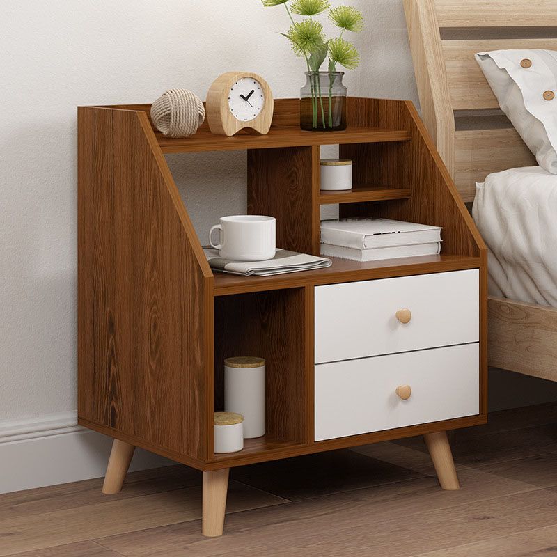 Modern Solid Wood Bed Nightstand Drawers Included Night Table for Bedroom