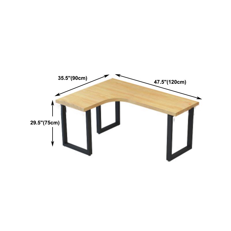 Metal and Wooden Writing Desk Industrial L-Shape Office Desk for Office