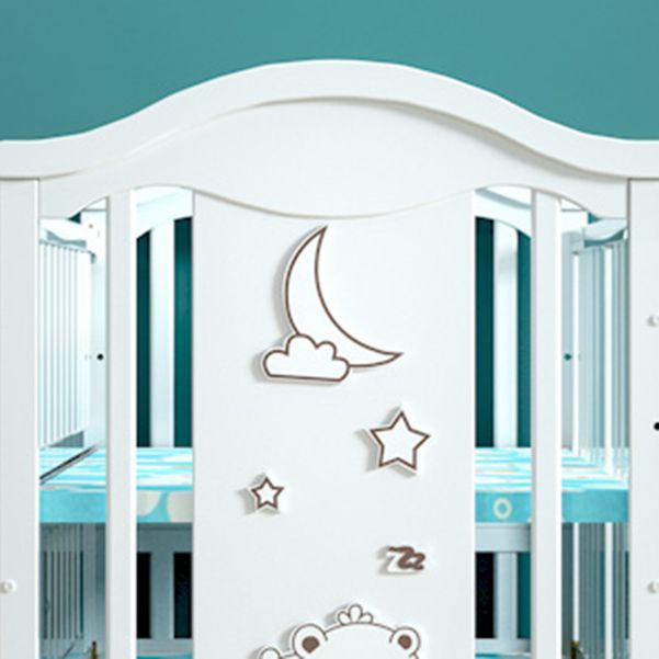 Solid Wood Convertible Crib Scandinavian White Crib with Storage