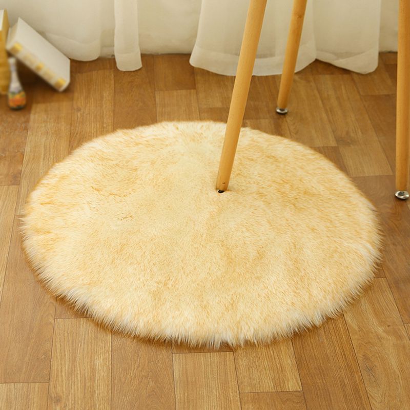 Multicolored Funky Round Rug Comfort Modern Plain Shag Carpet Polyester Stain Resistant Indoor Rug for Home Decoration