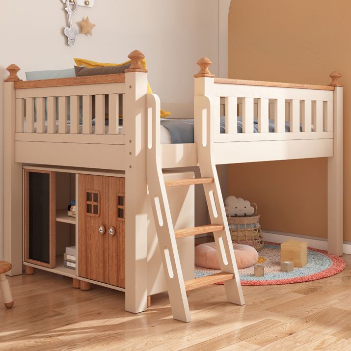 Contemporary Brone Nursery Crib Solid Wood Standard Bunk Bed with Guardrail