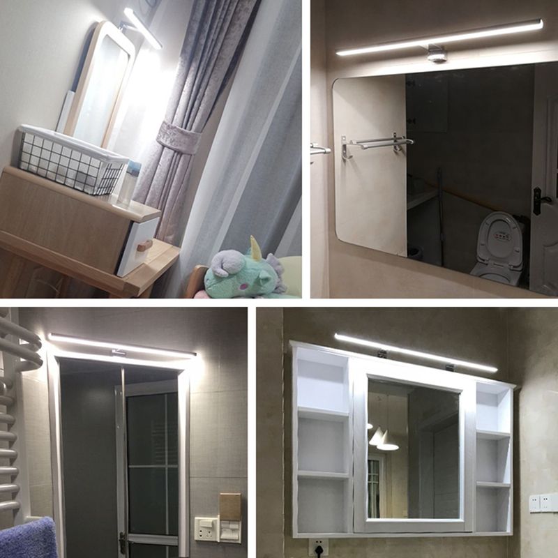 Lámpara de tocador rectangular cromado Luz de montaje de pared LED metálico moderna para baño