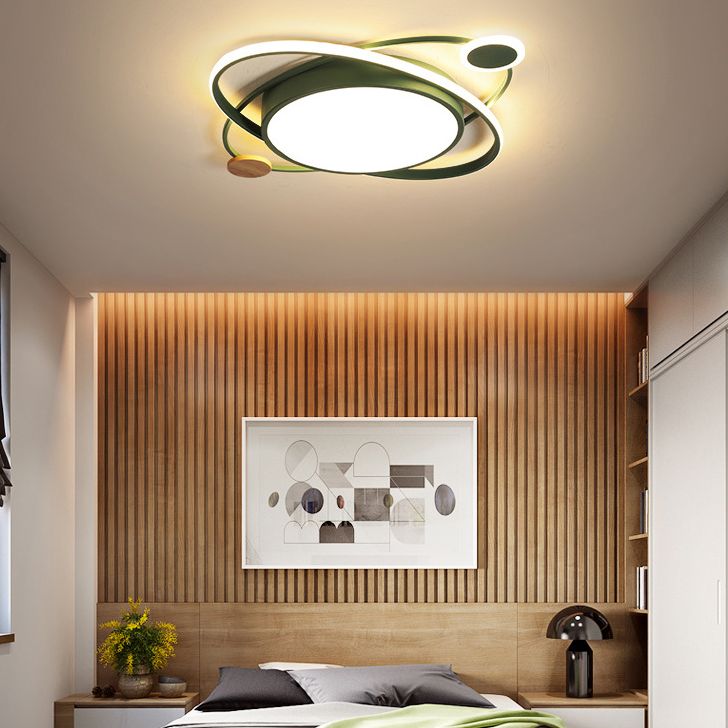 Round LED Flush Mounted Fixture Macaron Metal Bedroom LED Flush Ceiling Light