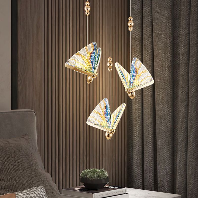 Butterfly Shape Hanging Lighting Modern Style Metal 1 Light Hanging Lamp for Living Room