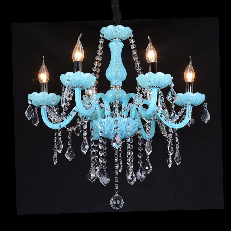 Chandelier à bras incurvé de style bougie bleu Light Light