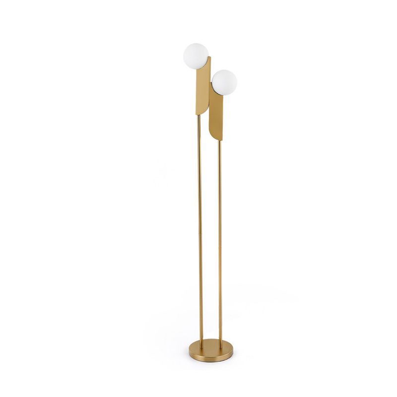 Nordic Orb-Rectangle Standing Lighting Glass LED Bedside Reading Floor Lamp in Gold