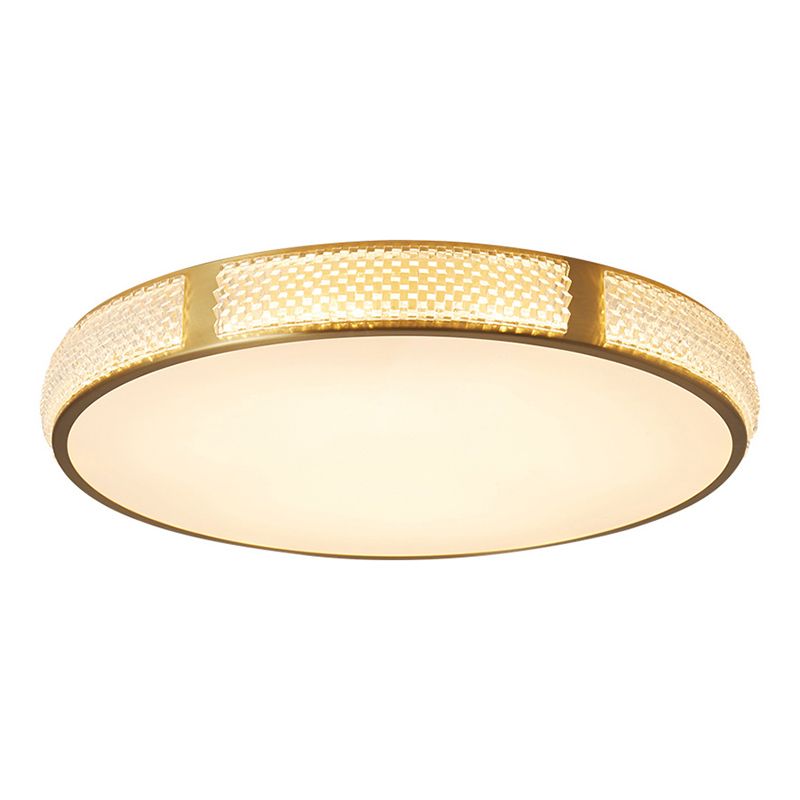 Contemporary Flush Light Brass and Acrylic Ceiling Lighting for Bedroom