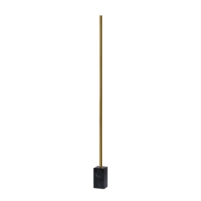 1 Light Linear Floor Lamp Contemporary Metal Standard Lamps Marble Base in Gold