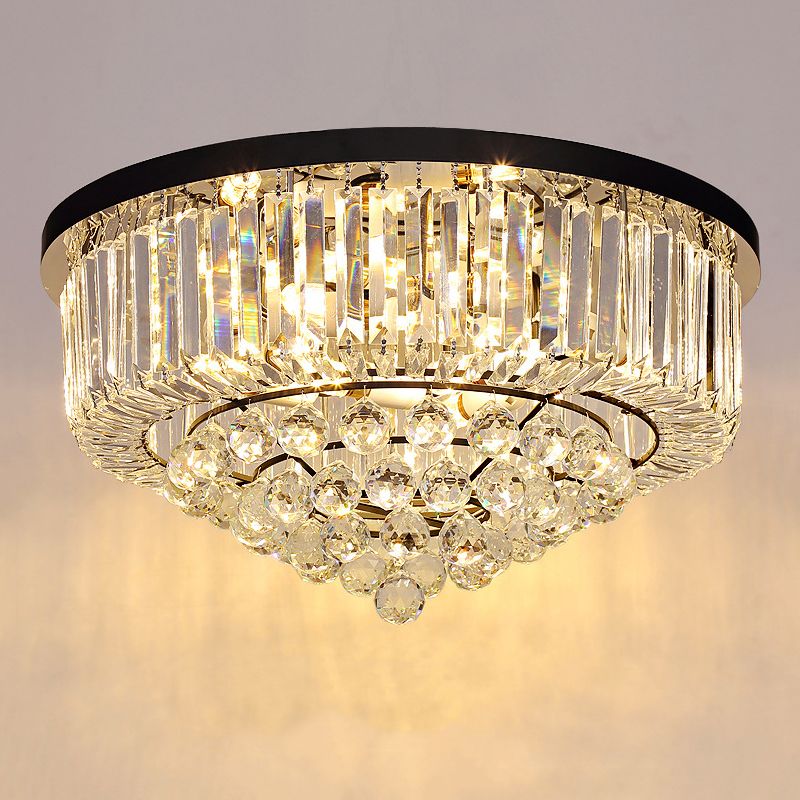 Crystal Round Flush Mount Lights Contemporary Style Multi Lights Flush Ceiling Light