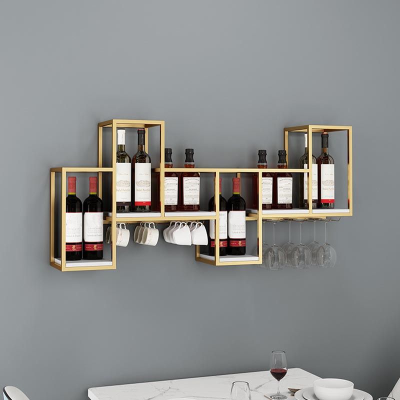 Metal Wall Mounted Wine Rack 7.8"W Wine Rack with  Stemware Holder