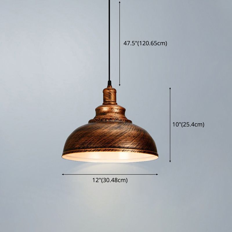 Dome-Shaped Pendant Lighting Fixtures Industrial 1 Light Metal Hanging Pendant Light