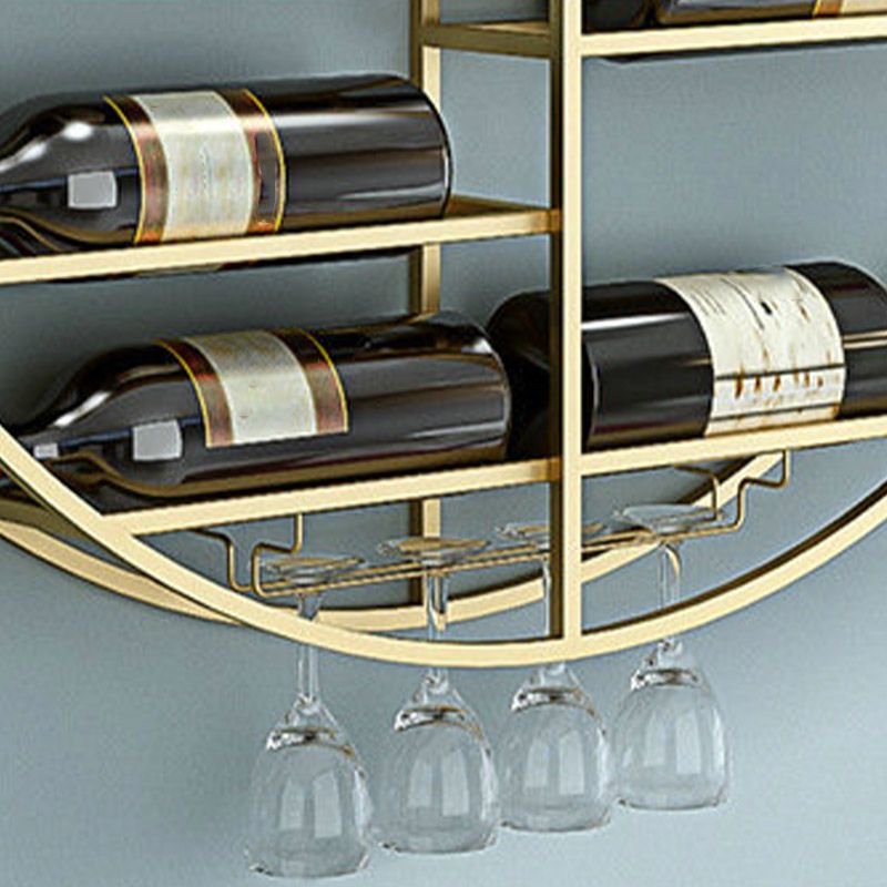 Modern Metal Wine Bottle & Glass Rack Wall Mounted Wine Rack Round