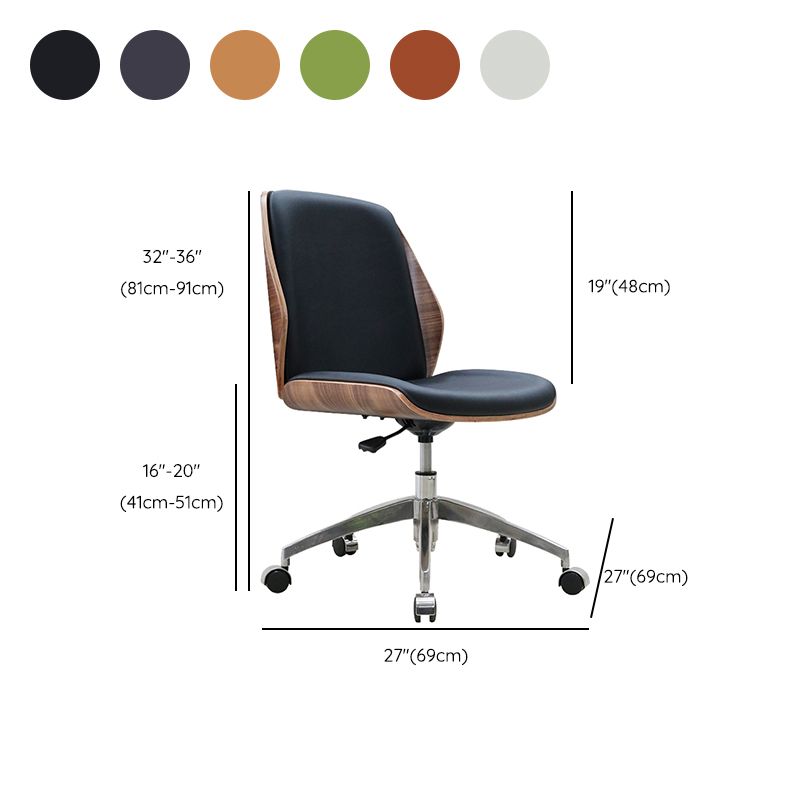 Modern Desk Chair Wood Conference Chair Mid-Back Chair with Wheels