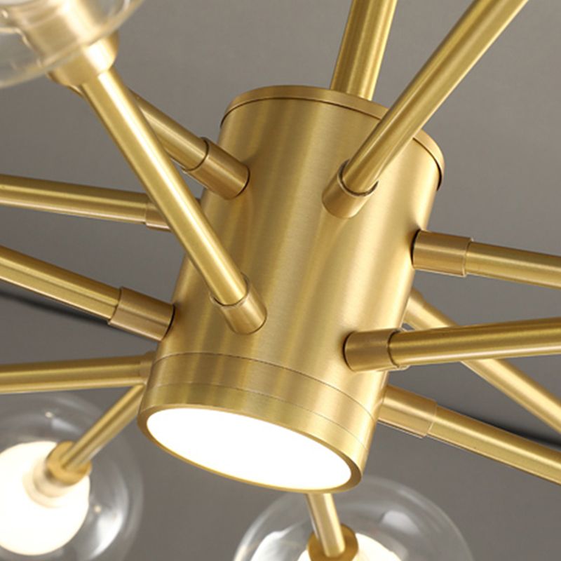 Luminaires en verre transparent transparent contemporain Chandelier Starburst Sockets pour le salon