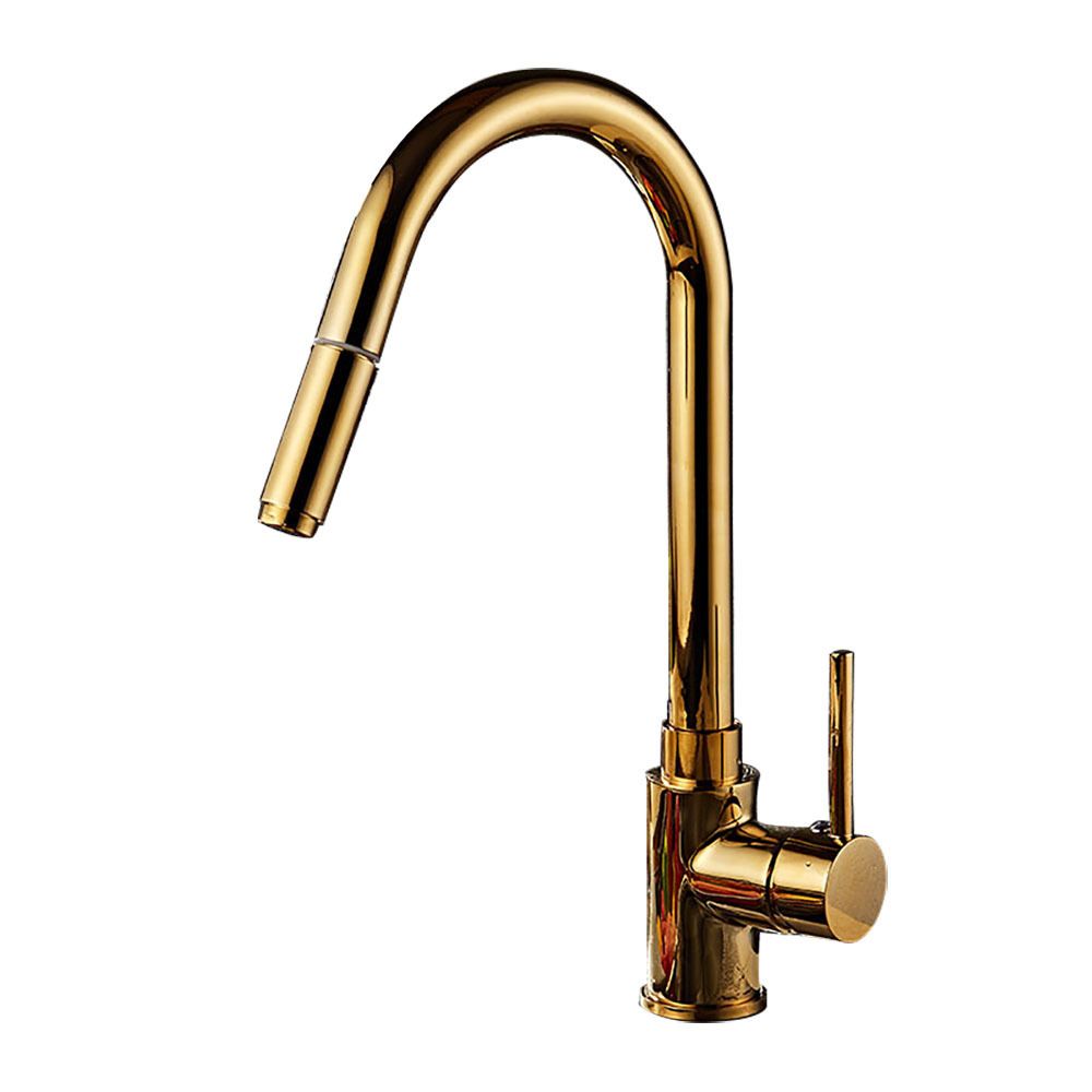 Single Hole Kitchen Faucet Metal Pull down Sprayer Kitchen Faucet with Lever Handle