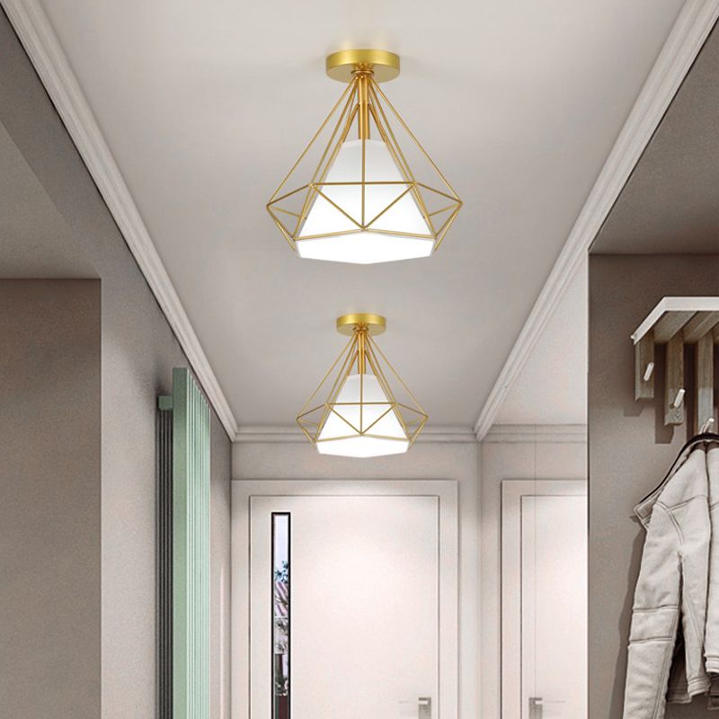 Contemporary Polished Finish Single Flush Mount Lighting Unique Iron Ceiling Light