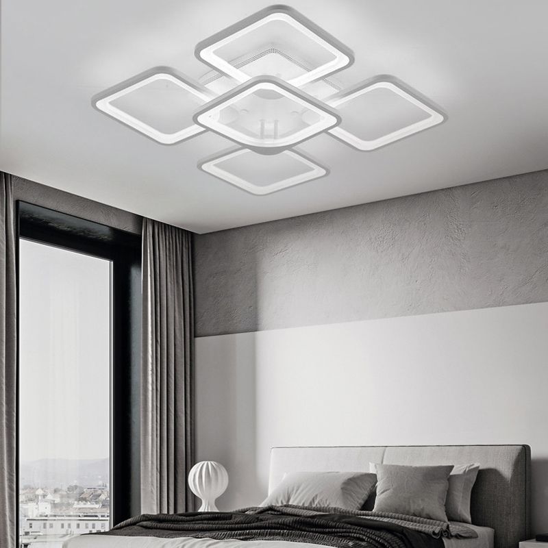 Modern Geometric Flush Ceiling Light Acrylic Flush Mount Lighting in White