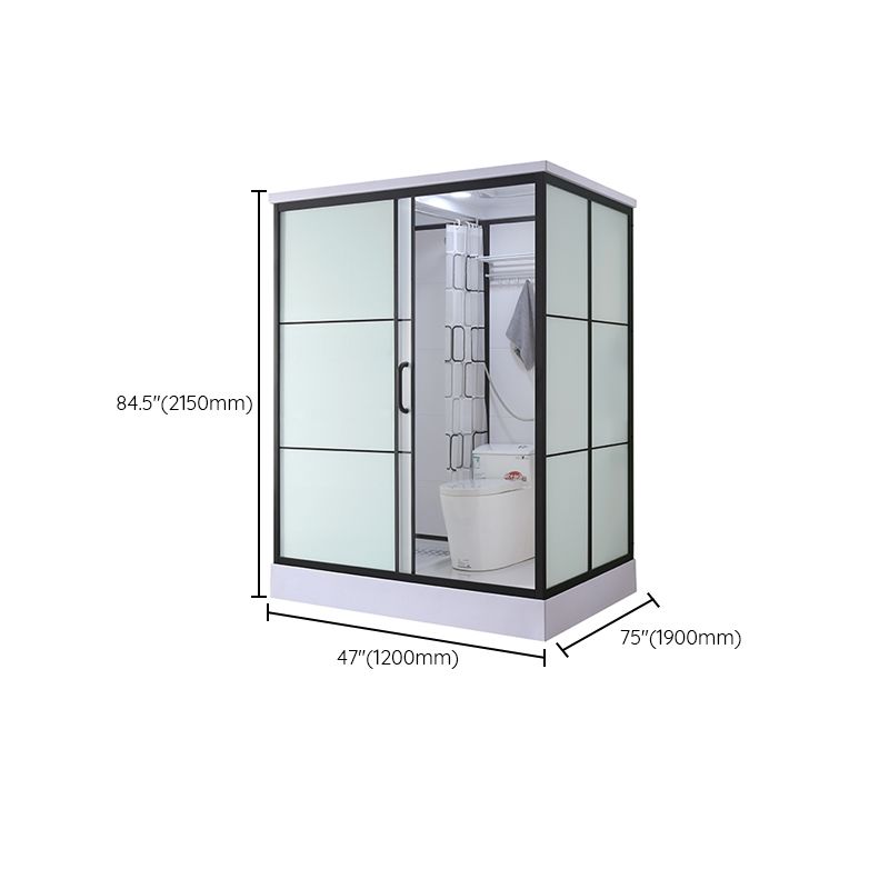 Black Framed Shower Stall with White Base Tempered Glass Shower Stall