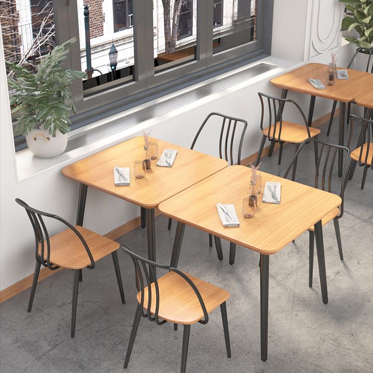 Industrial Style Dining Table Solid Wood 4 Legs Table for Dining Room