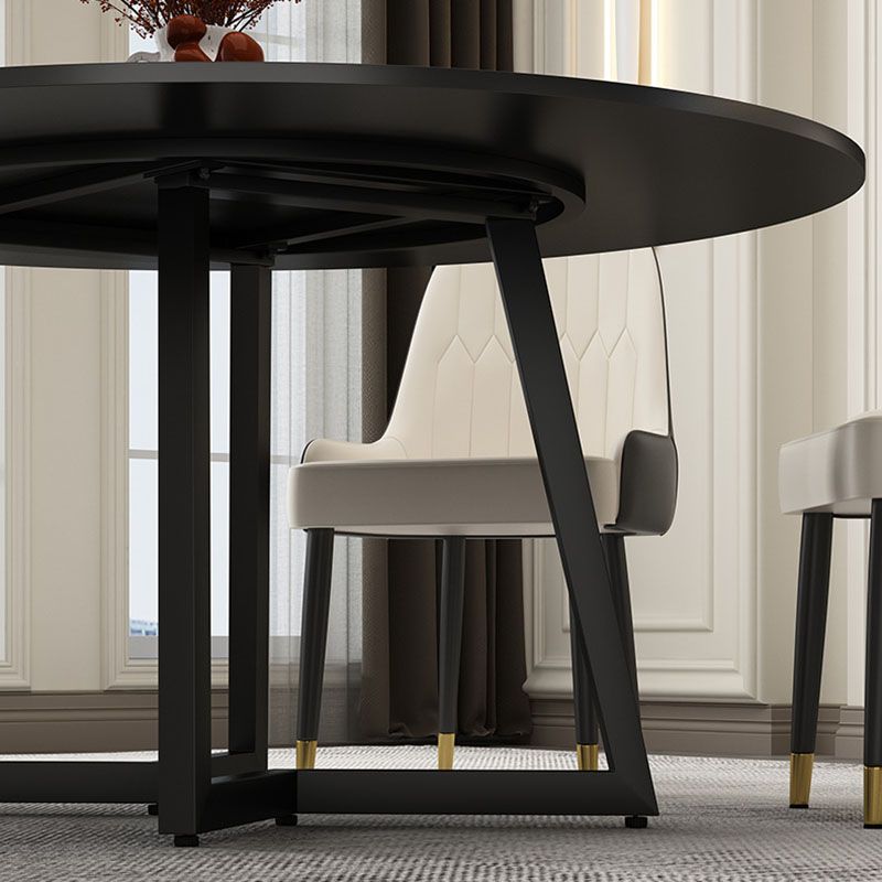 Modern Round Standard Height Dining Table Stone Double Pedestal Dining Table