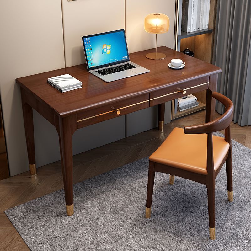 Glam Style Solid Wood Computer Desk Parsons Base Office Desk with Drawer