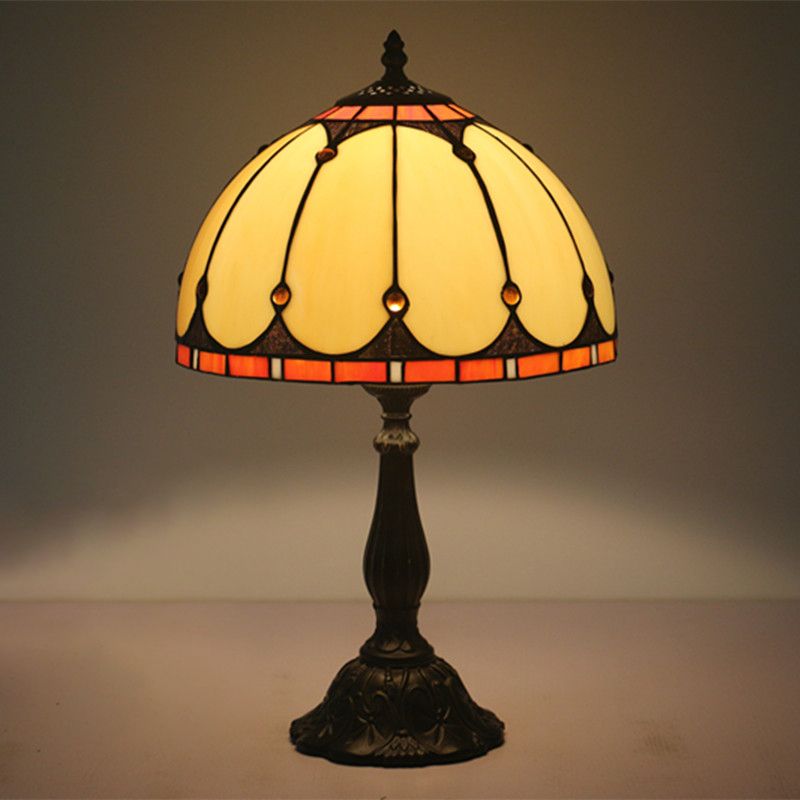 Éclairage en verre jaune en forme de dôme Éclairage victorien 1 lampe de lecture en laiton clair pour chambre à coucher