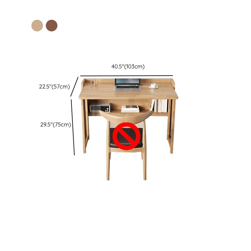 Contemporary Study Desk Foldable Desk with Storage Shelf in Solid Wood