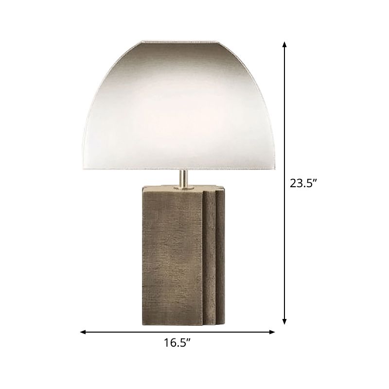 Grey Curvy Task Lamp Modern 1 Head Fabric Desk Light with Rectangular Resin Base