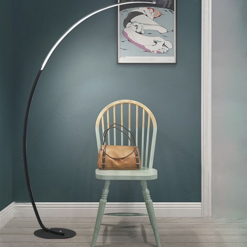 Aluminum Arc Shaped Floor Lamp Minimalist LED Standing Light for Living Room