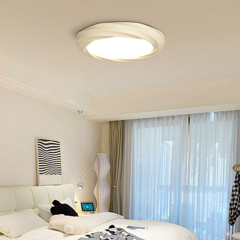 Nordic Style Round Flush Mount Ceiling Light Fixture with Resin for Bedroom