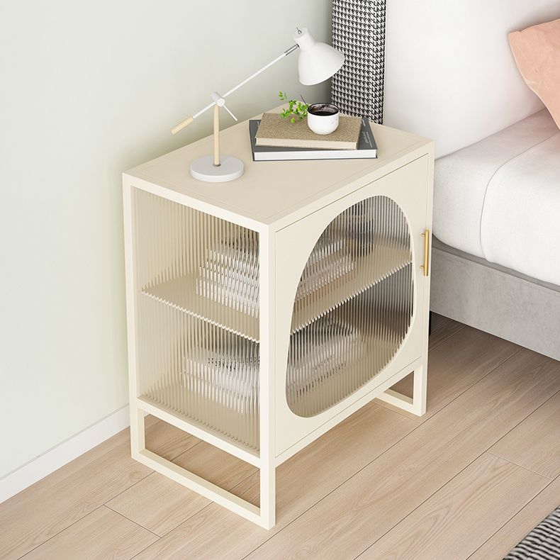 1-shelf Accent Table Nightstand Modern Metal Nightstand in White/Black