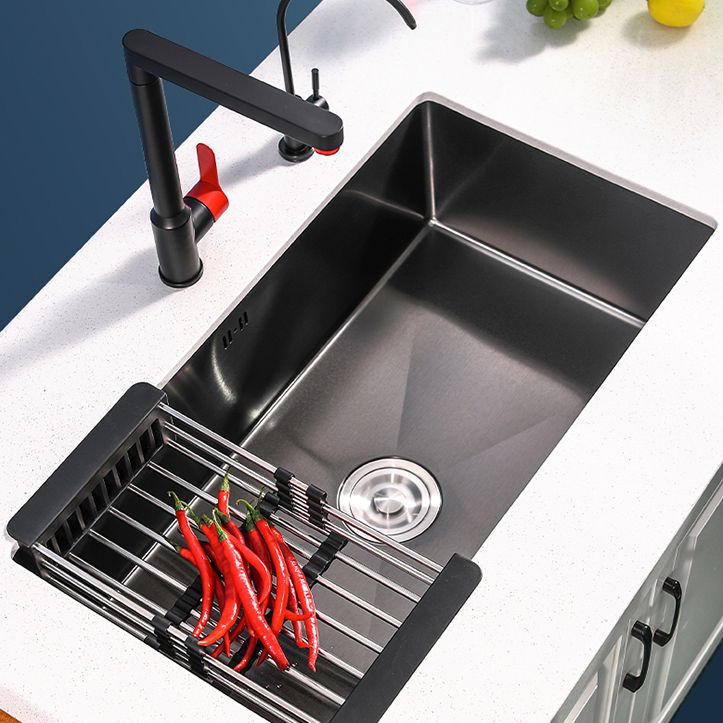 Black Single Bowl Kitchen Sink Stainless Steel Sink with Soap Dispenser