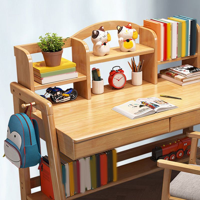 Adjustable Home Kids Desk 23.6" W Wooden Desk Kids Desk and Chair with Bookshelf