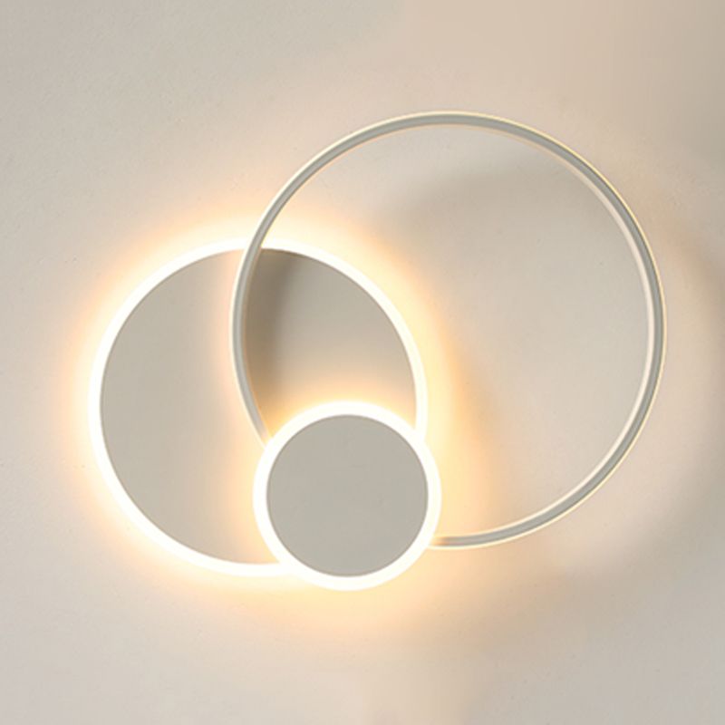 LED Iron and Acrylic Semi Flush 3 - Light Circle Ceiling Light in White