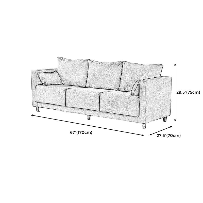 29.53" H Square Arm Sofa with Loose Back Slipcovered Sofa for Living Room