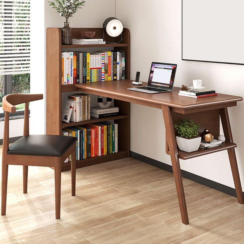 Contemporary Pedestal Base Home Office Desk Solid Wood 31.5" Wide Writing Desk