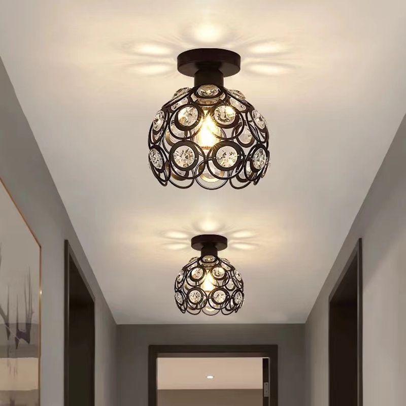 Modern Crystal Ceiling Light Minimalist Flush Mount Light Fixture for Bedroom