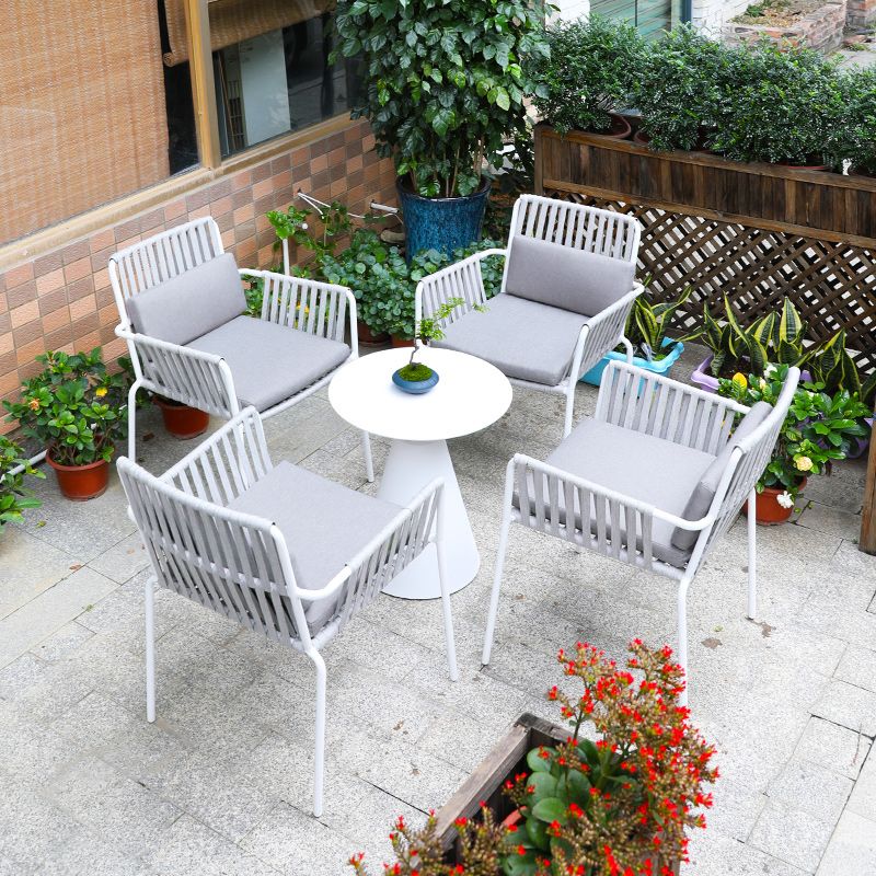 White Arms Included Dining Side Chair Stacking Outdoor Bistro Chairs