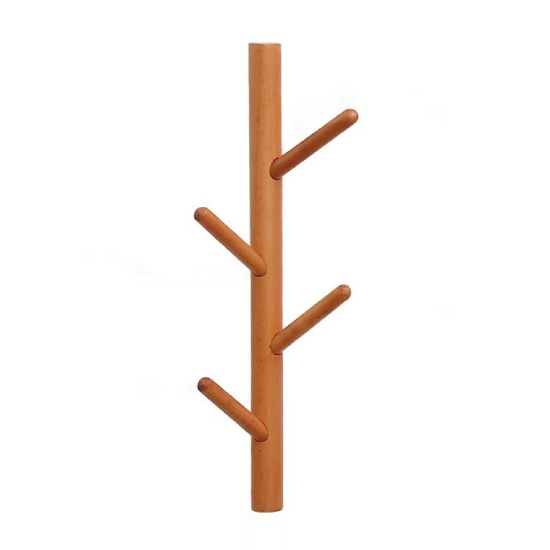 Wood Entry Hall Tree Wall-Mounted Hooks Modern Coat Hanger Coat Hanger