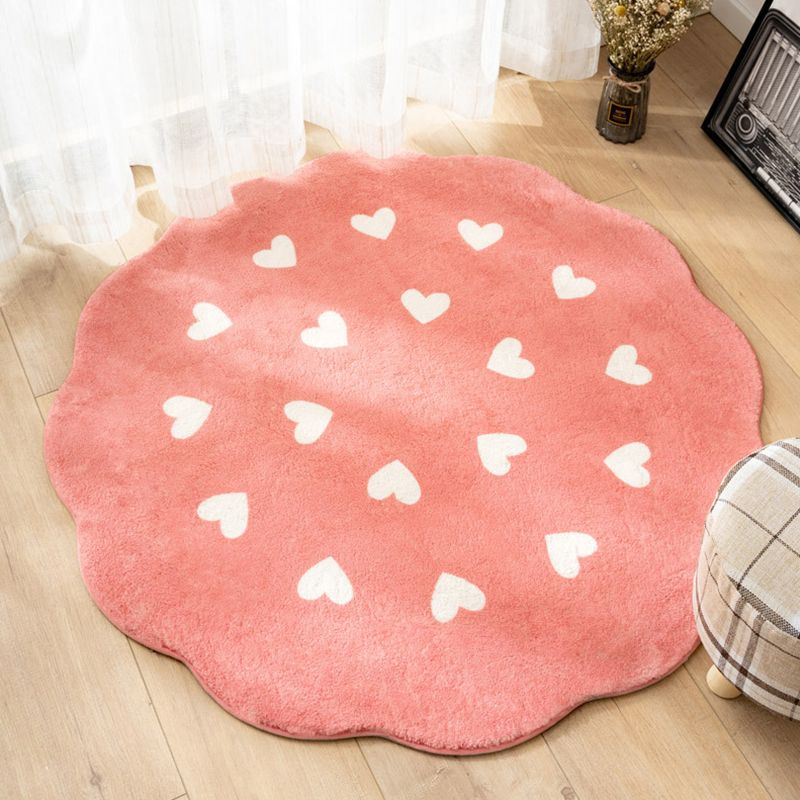 Nordic Heart Pattern Rug Polyester Rug Non-Slip Backing Washable Pet Friendly Carpet for Home