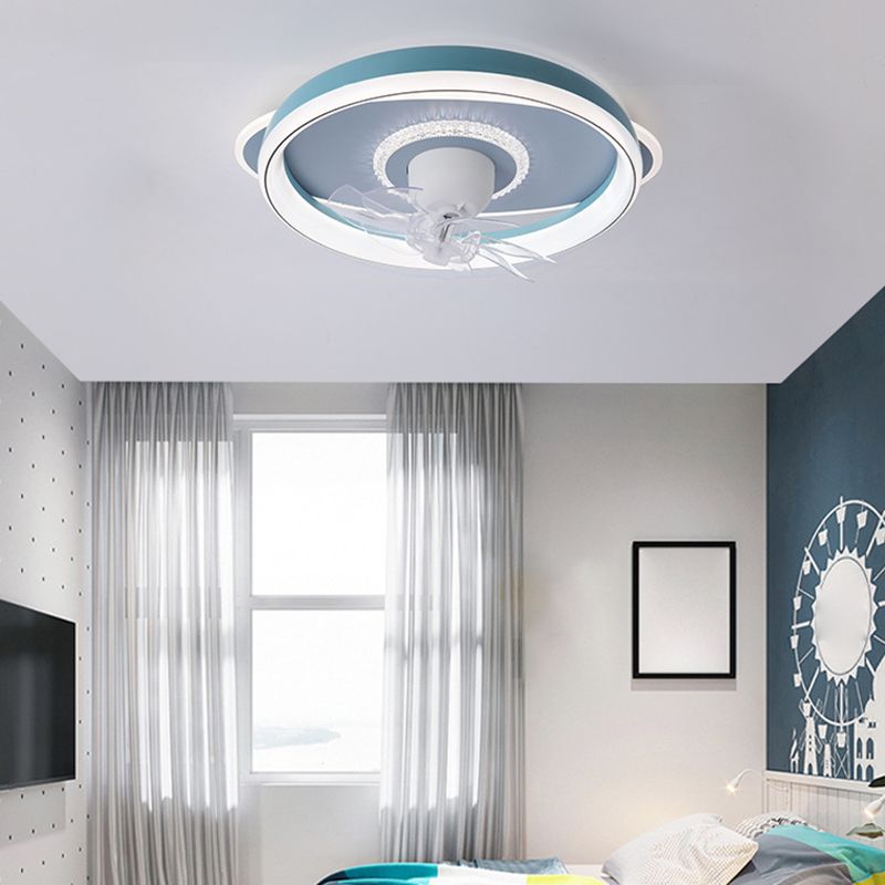 7-Blade LED Ceiling Fan Modernism Metallic Fan with Light for Room