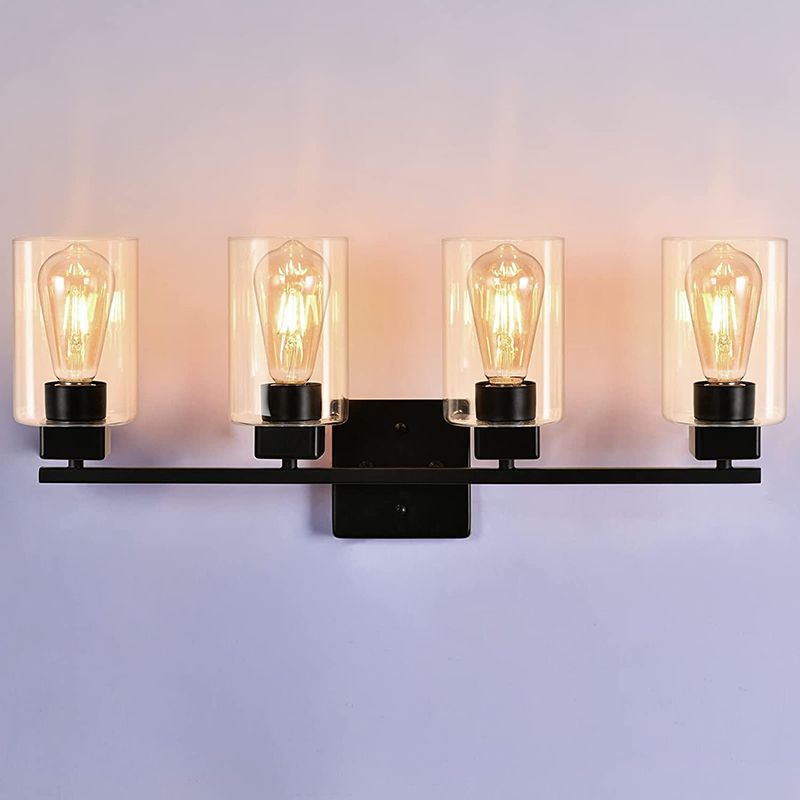 Traditional 2 / 3 / 4 - Light Bath Sconce Dark and Clear Glass Bathroom Vanity Lighting