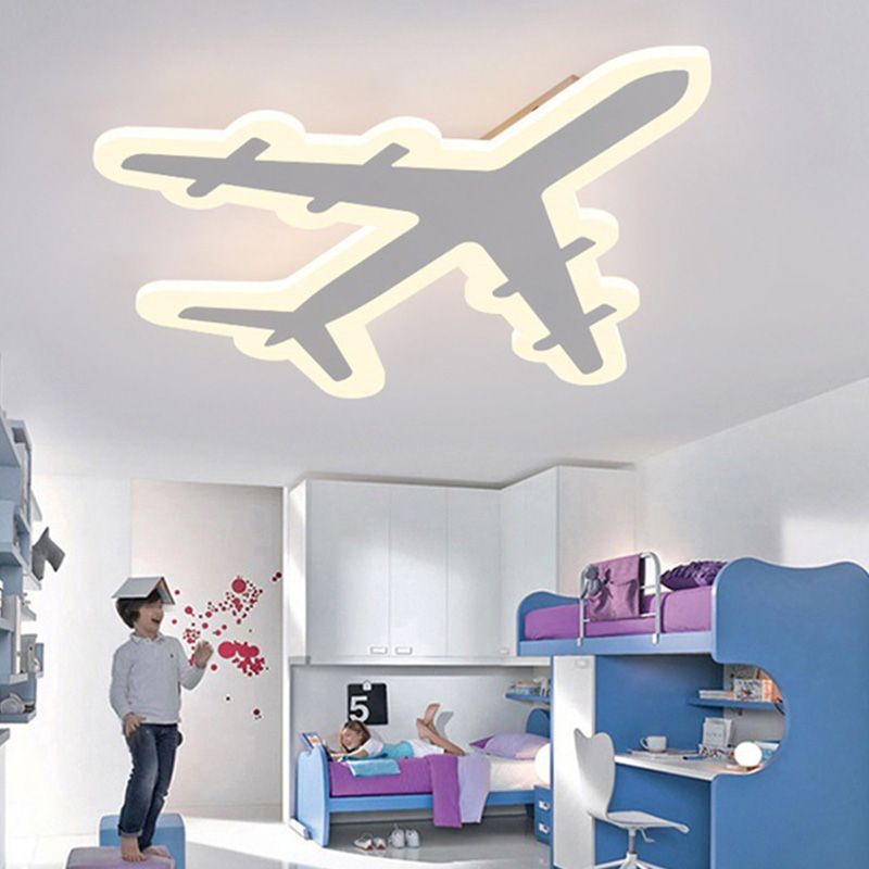 White Airplane Flush-Mount Light Fixture Minimalist LED Acrylic Ceiling Flush Mount Light