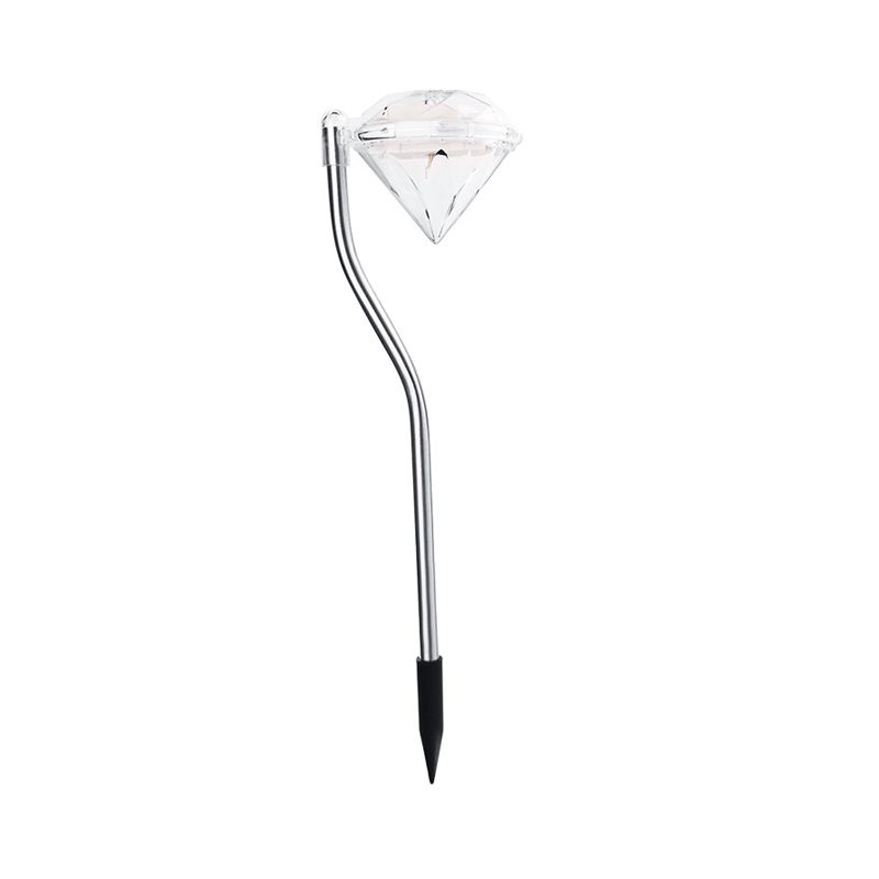 Acrylic Diamond Shaped LED Lawn Lighting Artistic Clear Solar Stake Light for Courtyard